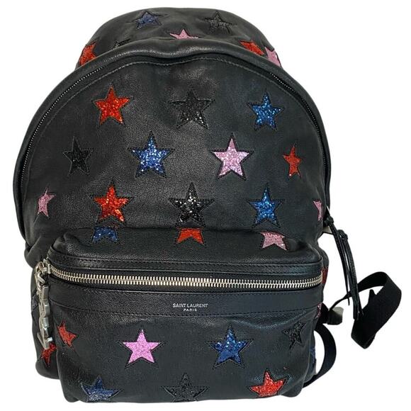 Yves Saint Laurent Star Applique Mini City California Leather Backpack in Black - Picture 3 of 16